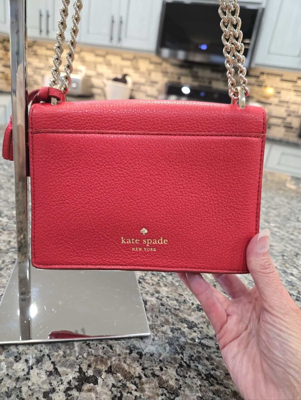 Kate Spade Hayes Street Pearl Hazel Scalloped Crossbody Bag - Royal Red - Picture 8 of 14